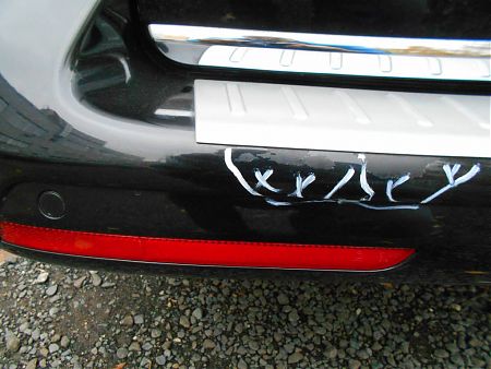 Участки со слезшей краской на заднем бампере Volkswagen Multivan