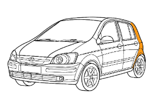 покраска заднего крыла hyundai getz