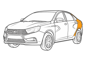 покраска заднего крыла lada vesta